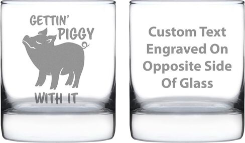 Gettin Piggy With It - هدايا زجاجية مضحكة على شكل خنزير ويسكي روكس للرجال والنساء - ديكور كأس شرب الويسكي الممتع in Kuwait