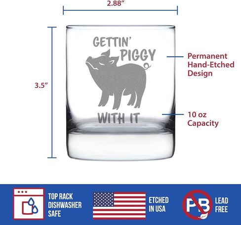 Gettin Piggy With It - هدايا زجاجية مضحكة على شكل خنزير ويسكي روكس للرجال والنساء - ديكور كأس شرب الويسكي الممتع in Kuwait