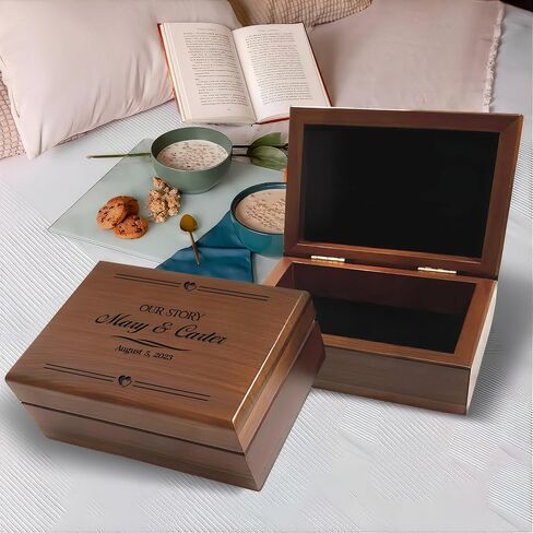Personalized Gift for Couple, Anniversary Memory Box, Wedding Memory Box, Wooden Keepsake Box Personalized, Engagement Gift for Couples in Saudi Arabia
