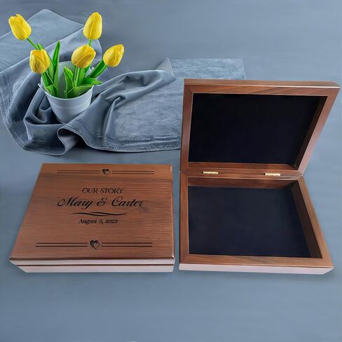 Personalized Gift for Couple, Anniversary Memory Box, Wedding Memory Box, Wooden Keepsake Box Personalized, Engagement Gift for Couples in Saudi Arabia