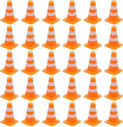 Toyandona 50pcs Mini Traffic Cons - 1 بوصة علامات على الطرق البلاستيكية - ألعاب مرور مصغرة مصغرة مخاريط سلامة برتقالية لألعاب البناء الحواجز الطبيعية الحزب in Kuwait