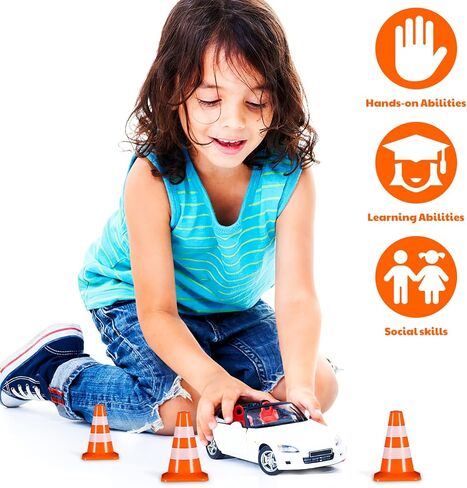 Gatuida 7pcs Mini Traffic Cones ، علامات وقوف السيارات على طريق محاكاة صغيرة ، لعبة برتقالية بلاستيكية حاجز على طراز الأطفال. in Saudi Arabia