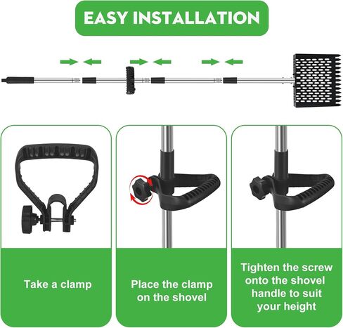 2-in-1 Chicken Poop Scooper & Rake - Adjustable Chicken Coop Scoop with Handle（39、53、67 in），Stainless Steel Shovel Head- Litter Scooper Sand & Sifting Shovel for Chicken Coops in Saudi Arabia