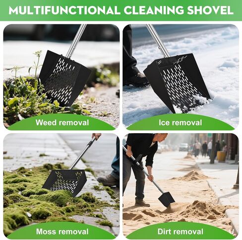 2-in-1 Chicken Poop Scooper & Rake - Adjustable Chicken Coop Scoop with Handle（39、53、67 in），Stainless Steel Shovel Head- Litter Scooper Sand & Sifting Shovel for Chicken Coops in Saudi Arabia