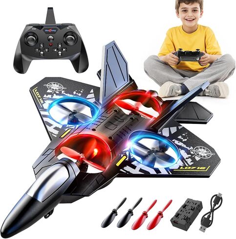 Foam Remote Control Airplane for Kids 8-12, 2.4 GHz RC Plane with Colorful Lights, 360° Flips & Stunt Roll, RC Airplane Toy for Boys and Girls Ages 8-16, Gift for Kids and Adults in Saudi Arabia