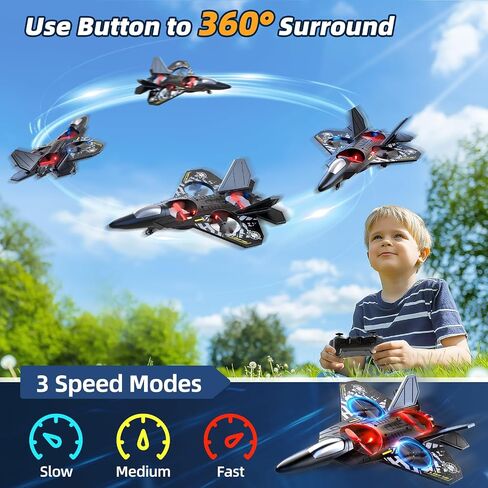 Foam Remote Control Airplane for Kids 8-12, 2.4 GHz RC Plane with Colorful Lights, 360° Flips & Stunt Roll, RC Airplane Toy for Boys and Girls Ages 8-16, Gift for Kids and Adults in Saudi Arabia