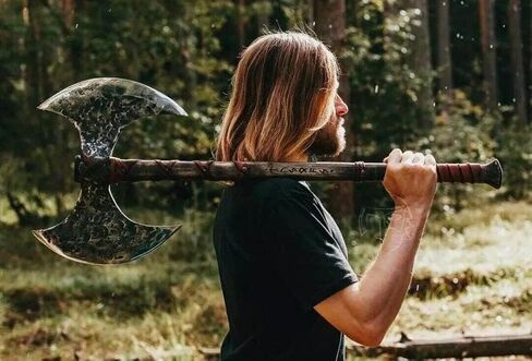 40 "اثنان من فأس Berserker الكبير ، محاور نورس كبيرة ، على الطراز الاسكندنافي Viking Dane Ax Beaded ، معركة فايكنغ الوظيفية (اثنان من الفأس الكبير ذات الرأس المزدوج) in Saudi Arabia