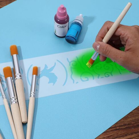 فرش 6pcs stencil ضعي فرش الطلاء الطبيعية الطلاء فرشاة الطلاء الخشبية للطلاء للاستنسل ، الأكريليك ، الزيت ، الألوان المائية ، الحرف الفنية DIY ، 3 أحجام in Kuwait