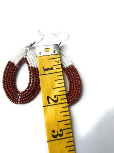 Alili Maroon And White Game Day Sports Handmade Beaded Earrings in Kuwait