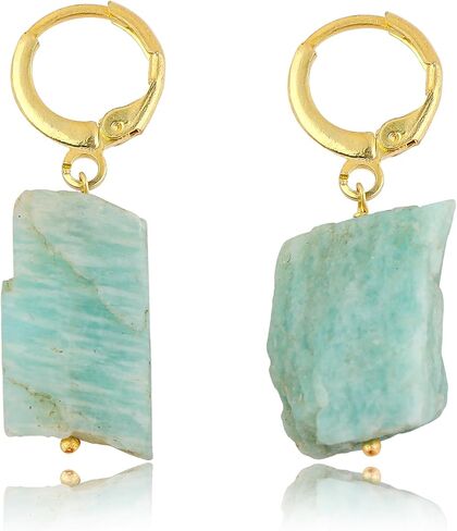 Raw Ruby Gemstone Hoop Earrings – Natural Crystal Stone Dangle Earrings for Women – Hypoallergenic Gold Plated Small Hoops – Handmade Lightweight Statement Jewelry (Ruby) in Saudi Arabia