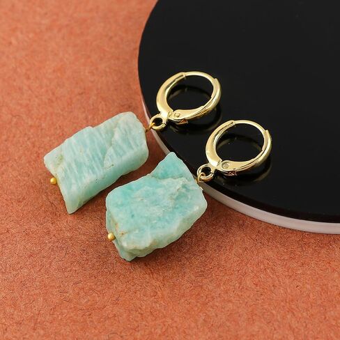Raw Ruby Gemstone Hoop Earrings – Natural Crystal Stone Dangle Earrings for Women – Hypoallergenic Gold Plated Small Hoops – Handmade Lightweight Statement Jewelry (Ruby) in Saudi Arabia