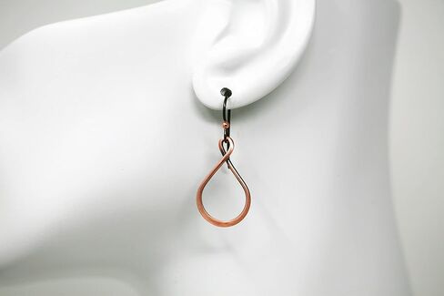 Salish Sea Inspirations Handmade Antique Copper Teardrop Hoop Earrings - Hypoallergenic Niobium (1" Tall) in Kuwait