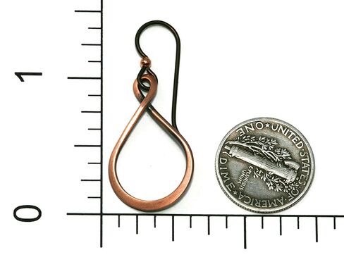 Salish Sea Inspirations Handmade Antique Copper Teardrop Hoop Earrings - Hypoallergenic Niobium (1" Tall) in Kuwait