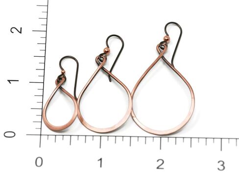 Salish Sea Inspirations Handmade Antique Copper Teardrop Hoop Earrings - Hypoallergenic Niobium (1" Tall) in Kuwait