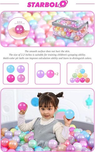 كرات الكرة النجمية في Starbolo-حزمة من 100 200 500 1000 كرات معكرون BPA & Phthalate مجانية غير سامة للسحق كرات بلاستيكية ناعمة للاصطدام لمدة 1-5 سنوات. in Kuwait