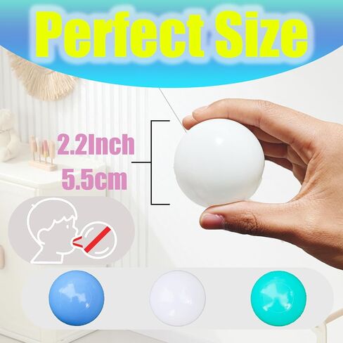 Vivavolt Ball Pit Balls 100 - فثالات آمن مجاني BPA كرات الكرة المجانية للحفر للأطفال الصغار ، وألوان زاهية 2.2 بوصة سحق الكرات البلاستيكية ، لحفرة الكرة ، والطفل الصغار ، ونفق الأطفال. in Kuwait