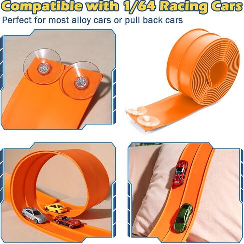 مسارات Flex مسارات 15 قدمًا ، تم تعيين مسار سباق مرن للأطفال 3+ ، مسار Race Car Ramp متوافق مع العجلات الساخنة والسيارات Diecast 1/64 ، ومسارات السباق المحمولة مع أكواب شفط قوية in Kuwait