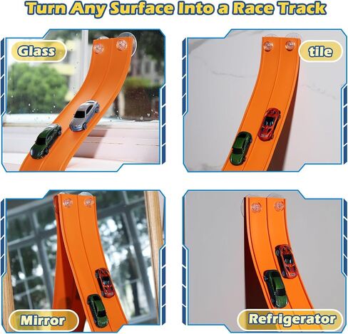 مسارات Flex مسارات 15 قدمًا ، تم تعيين مسار سباق مرن للأطفال 3+ ، مسار Race Car Ramp متوافق مع العجلات الساخنة والسيارات Diecast 1/64 ، ومسارات السباق المحمولة مع أكواب شفط قوية in Kuwait
