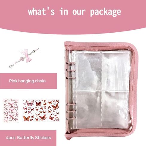 CPOP CARD BINDER ، وضع حامل بطاقة تداول قابل للتحصيل 240 بطاقة مع قطعة واحدة من السلسلة الزخرفية ، 4 أنواع من ملصقات الفراشة وملصقات الماس ، 4 جيب لبطاقات لعبة TCG in Kuwait
