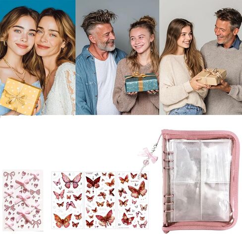 CPOP CARD BINDER ، وضع حامل بطاقة تداول قابل للتحصيل 240 بطاقة مع قطعة واحدة من السلسلة الزخرفية ، 4 أنواع من ملصقات الفراشة وملصقات الماس ، 4 جيب لبطاقات لعبة TCG in Kuwait