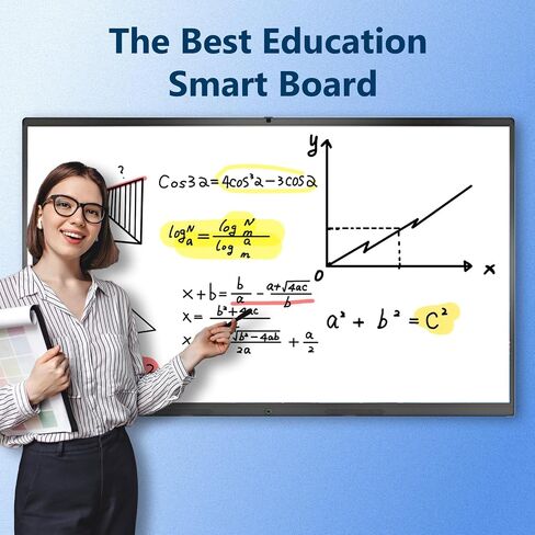 65 Inch Interactive Whiteboard, 4K Smart Board, Touchscreen Built in Ultra High Definition Camera Open App Ecosystem, Presentation Electronic Smart Board for Classroom Home Office (With Stand) in Kuwait