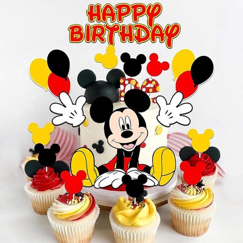 Birthday Cake Toppers, Cute Mouse Cake Decorations, Cartoon Themed Cupcake Topper, Birthday Party Supplies (Pink) in Saudi Arabia