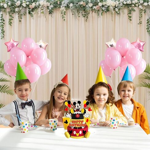 Birthday Cake Toppers, Cute Mouse Cake Decorations, Cartoon Themed Cupcake Topper, Birthday Party Supplies (Pink) in Saudi Arabia