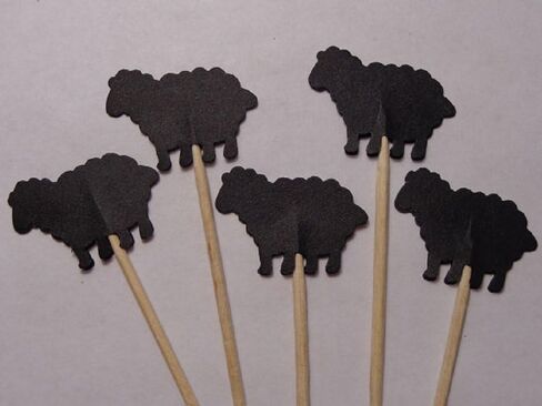 Black Sheep Cupcake Toppers - Party Picks - Food Picks (Set of 24) in Saudi Arabia