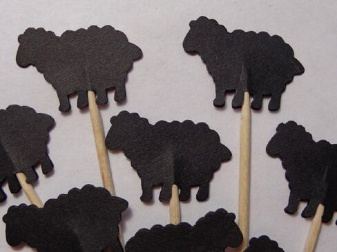Black Sheep Cupcake Toppers - Party Picks - Food Picks (Set of 24) in Saudi Arabia