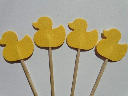 Small Yellow Ducky Cupcake Toppers - Party Picks - Baby Shower Appetizer Picks - Rubber Duck Theme Gender Neutral Shower (Set of 24) in Kuwait