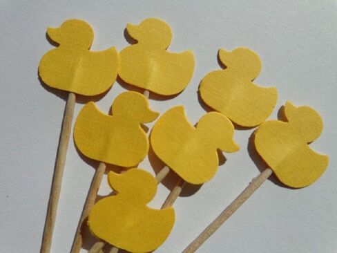 Small Yellow Ducky Cupcake Toppers - Party Picks - Baby Shower Appetizer Picks - Rubber Duck Theme Gender Neutral Shower (Set of 24) in Kuwait