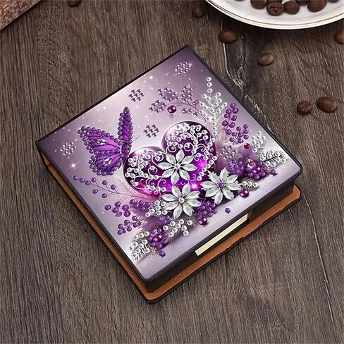 مجموعة الطلاء الفراشة الماس ملاحظة مربع ، مربع تخزين ورق مذكرات ، فن الماس ، حامل ملاحظة لزجة الماس ، وسادة مذكرة لوحة الماس لمكتب مكتب. (Butterfly2) in Kuwait