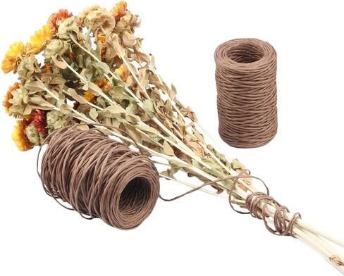 Floral Wire, Rustic Paper Wrapped Wire 2mm 14 Gauge 164 Feet Waterproof Paper Wrapping Rope for Flower Bouquets, Artificial Flower Making, DIY Projects (Brown Color) in Saudi Arabia