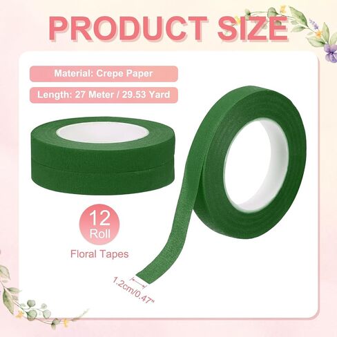 Meccanixity 12 Rolls Floral Tapes ، 30 ياردة × 1/16 في بائع زهور الزهور الزهور in Kuwait