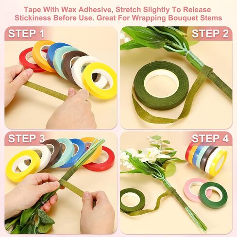 Meccanixity 12 Rolls Floral Tapes ، 30 ياردة × 1/16 في بائع زهور الزهور الزهور in Kuwait