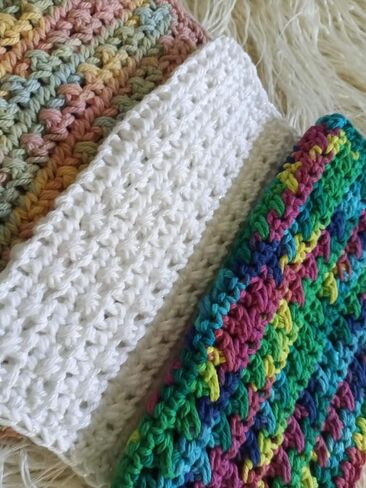 Handmade Crochet Cotton Dishcloths Set of Three in Saudi Arabia
