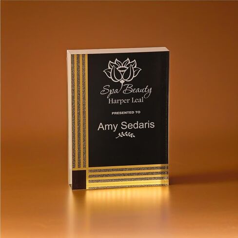 Black Diamond Acrylic Award Blank - 1 Inch Thick Black & Gold Self-Standing Trophy for DIY Engraving - Customizable Recognition Plaque for Events & Achievements (Rectangle, 4x6 inch) in Saudi Arabia