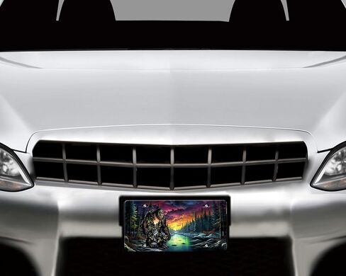 Vanity Decorative Front License Plate - Cute Car License Plate Made in the USA - Aluminum Metal Plate - Premium Quality Car Plate - Front Plate for Car (Wolf and Roses) in Kuwait