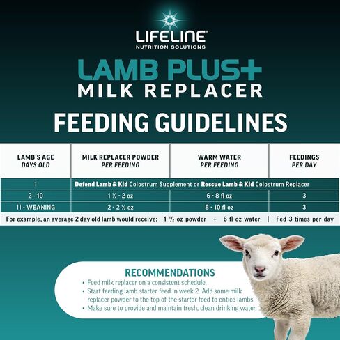 Annuso LifeLine Lamb Plus+ Adtlacer ، حقيبة 6 رطل - 23 ٪ من البروتين و 30 ٪ من الدهون - معززة مع Lifepulse لدعم إضافي - تشجع على الصحة المناعية والجهاز الهضمي والجهاز التنفسي - مسحوق Mix Easy -Mix in Kuwait