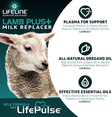 Annuso LifeLine Lamb Plus+ Adtlacer ، حقيبة 6 رطل - 23 ٪ من البروتين و 30 ٪ من الدهون - معززة مع Lifepulse لدعم إضافي - تشجع على الصحة المناعية والجهاز الهضمي والجهاز التنفسي - مسحوق Mix Easy -Mix in Kuwait