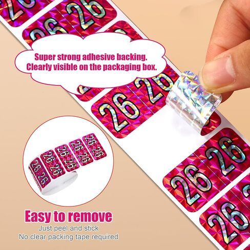 1000pcs/ 2 Rolls 2026 Year Labels, 1.5x0.75 Inch File Folder Stickers Color Coded Number Labels for Office Supplies (Holographic Rose Red) in Kuwait