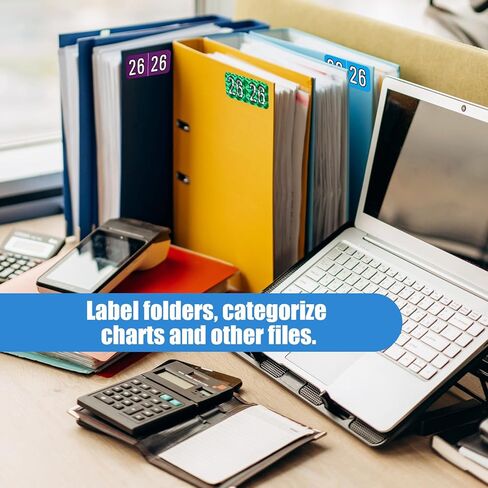 1000pcs/ 2 Rolls 2026 تسميات ، 1.5 × 0.75 بوصة ملصقات مجلد ملفات الألوان المشفرة الملصقات للمستلزمات المكتبية (ROSE RED) RED) in Kuwait
