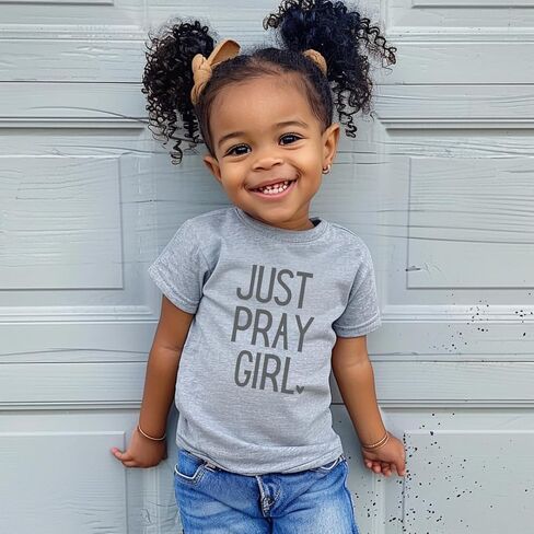 Just Pray Girl Bible Verse Christ Religious Sayings T-Shirt, Cool Christian Shirt For Toddler Girl, Christian Gift for Kids, Graphic Tee for Toddler Baby Girl Youth Infant Short Sleeve Top. in Saudi Arabia