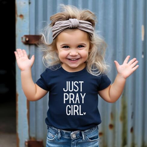 Just Pray Girl Bible Verse Christ Religious Sayings T-Shirt, Cool Christian Shirt For Toddler Girl, Christian Gift for Kids, Graphic Tee for Toddler Baby Girl Youth Infant Short Sleeve Top. in Saudi Arabia