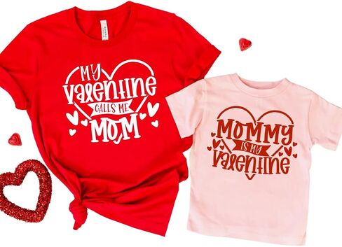 My Valentine Calls Me Mom Mommy and Me Matching Outfits for Valentines Day, Cute Mommy and Me Valentine Shirts, Matching Valentines Outfits Mom Daughter, Mother Son and Baby. Multicolor in Saudi Arabia