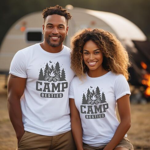 Camp Friends, Camping Shirt for Girls Trip, Camping Matching Shirts for Family, Friends Camper Group Camping T-Shirt, Happy Camper Camping Shirts for Woman, Men, Kids, Toddler, Plus Size. Multicolor in Saudi Arabia
