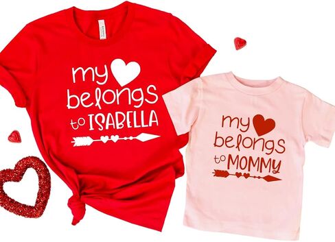 ينتمي قلبي إلى Mommy و Me Valentine Dorts ، وملابس عيد الحب اللطيفة التي تتطابق مع Mom Mome Son ، وهدايا عيد الحب لأمي ، والطفل الأم المطابقة في يوم V-Day. متعدد الألوان in Saudi Arabia