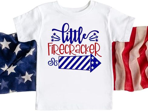 Fourth of July Cousin Crew Shirts, Little Firecracker, Baby 4th of July Onesie, Newborn Fourth of July Outfits, Sibling Matching Shirts, Twin Baby 4th of July Outfit Multicolor in Saudi Arabia