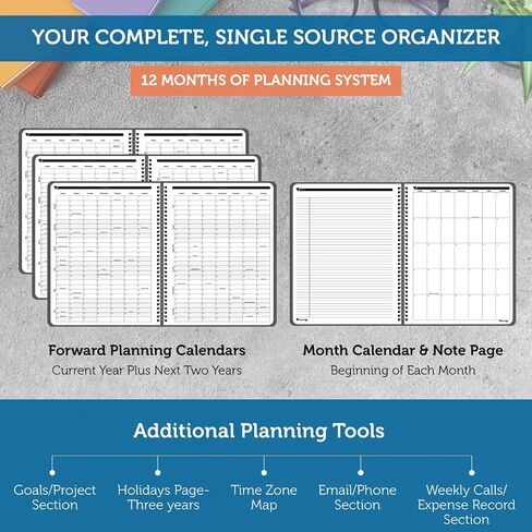 Planner Pad Spiral Bound 3-Tier Downnel Down Down 12 Monts منظم ، أكتوبر 2025-سبتمبر 2026 ، غلاف رمادي أخضر/حبر أخضر ناعم ، 8 1/2 "× 11" in Kuwait