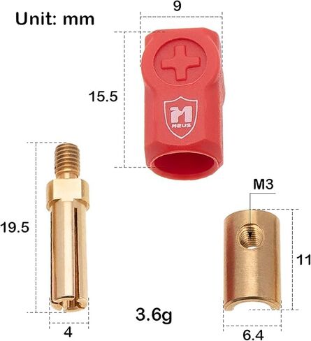 MEUS RACING 4Pcs Rubber Heatsink Bullet Plug Connectors and Grips, 2 Black + 2 Red (4mm) in Saudi Arabia